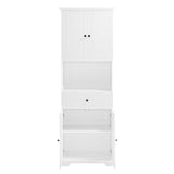 Tall Bathroom Cabinet with Four Doors, Large Storage Space Open Shelve, Upper Storage Cabinet, Whit - V.I.P Digital Presence
