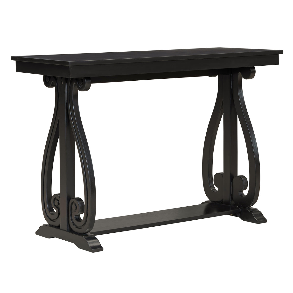 48-Inch Rustic Vintage Console Table --- Farmhouse Style Entryway Table with Open Shelf and Sturdy Construction (Black) - V.I.P Digital Presence