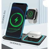Base de carga inalámbrica 3 en 1 para iPhone 14, 13, 12, 11, X, iWatch 8, 7, Airpods, plegable, 15 W, estación de carga rápida