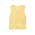 Fashionable Casual Tassel Design Plaid Knitted Top for Women - V.I.P Digital Presence