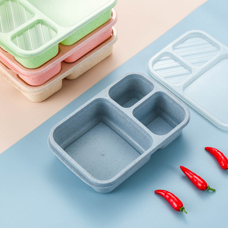 Microwaveable rectangular wheat straw compartment lunch box fresh-keeping lunch box - V.I.P Digital Presence