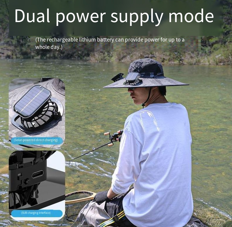 Camper Solar Fan Hat Fishing Hat Men's Outdoor Mountaineering UV Protection Sunshade Fishing Hat with Fan - V.I.P Digital Presence