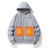 European and American zipper cardigan heating hoodie intelligent hooded five zone heating jacket outdoor warm electric clothing for men - V.I.P Digital Presence