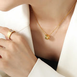 Fashion OL Titanium Steel Pendant Inlaid with Zircon Accessories Versatile Three Ring Buckle Necklace for Women - V.I.P Digital Presence