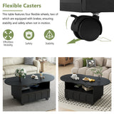 ON-TRANS flexible cream style coffee table with 2 brake wheels, drawers, large storage space,black, 39.37 '' x 23.6 '' - V.I.P Digital Presence