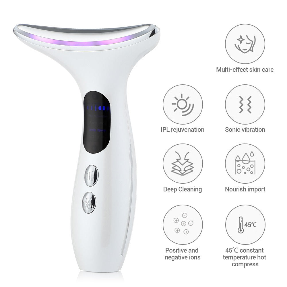 Facial Lift Anti Wrinkle Reduce Double Chin 3 Colors LED Photon Therapy EMS Face Neck Massager Beauty Device - V.I.P Digital Presence