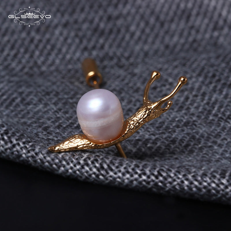 GLSEEVO Snail Pearl Brooch Gift For Daughter Woman Cute Inset Brooches Bijoux Argent 925 Massif Handmade Jewellery Broche - V.I.P Digital Presence