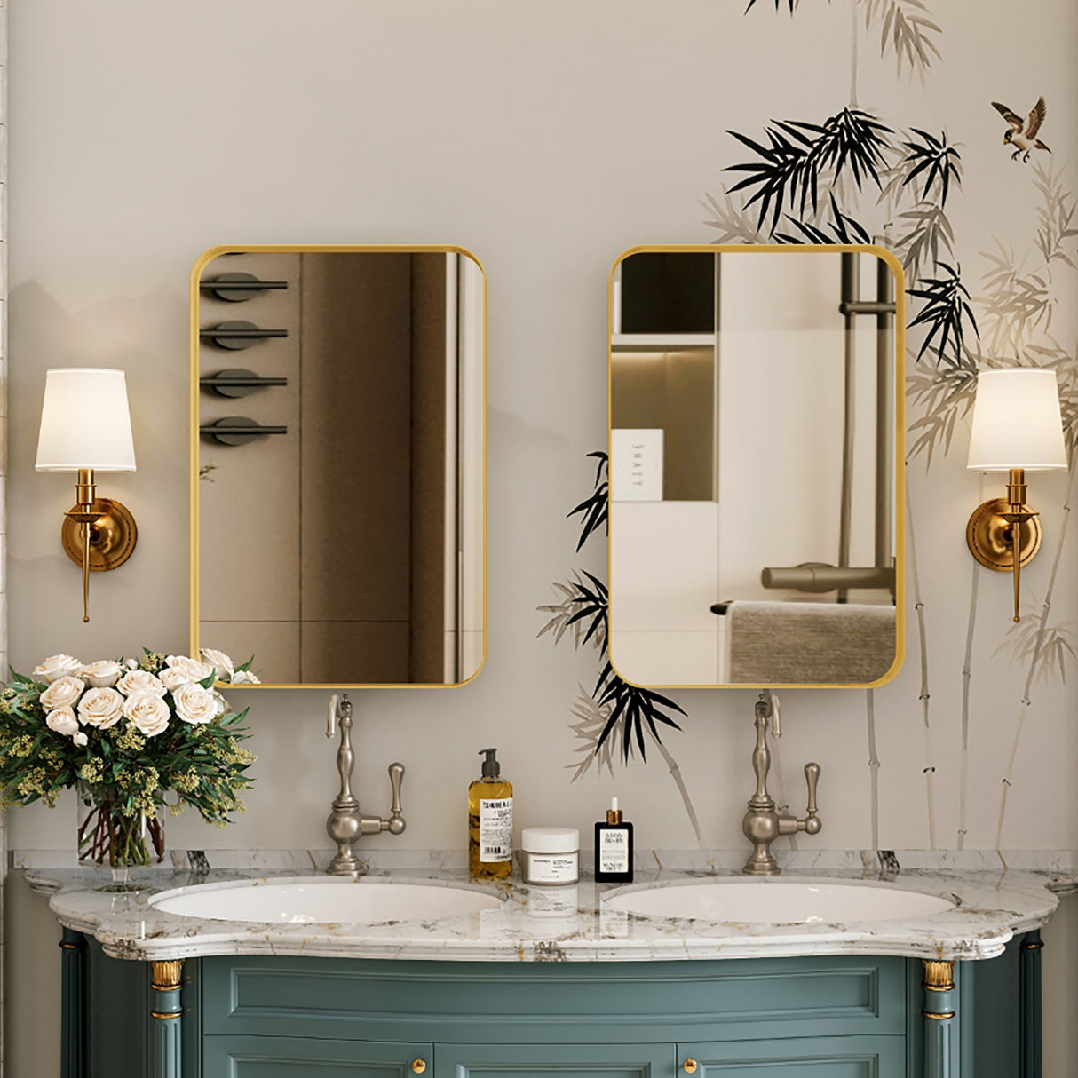 16x24 inch embedded metal frame medicine cabinet with mirror storage cabinet and adjustable shelf matte gold - V.I.P Digital Presence