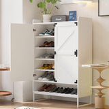 Shoe Cabinet with Doors, 6-Tier Shoe Storage Cabinet with Adjustable Shelves, Wooden Shoes Rack Shoe Storage Organizer - V.I.P Digital Presence