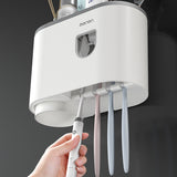 Creative Single Cup Lazy Man Automatic Toothpaste Squeezer Adhesive Toothbrush Holder Bathroom Mouthwash Cup Toothware Box Set - V.I.P Digital Presence
