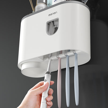 Creative Single Cup Lazy Man Automatic Toothpaste Squeezer Adhesive Toothbrush Holder Bathroom Mouthwash Cup Toothware Box Set - V.I.P Digital Presence
