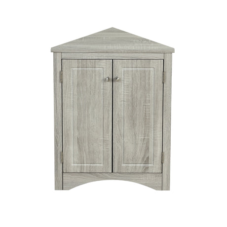 Oak Triangle Bathroom Storage Cabinet with Adjustable Shelves, Freestanding Floor Cabinet for Home Kitchen - V.I.P Digital Presence