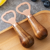 Stainless Steel Beer Bottle Opener with Wood Handle, Kitchen Tools, Anniversary Wedding Gift Rose Gold - V.I.P Digital Presence