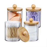 Bamboo cover cotton swab box portable round container cosmetic cotton puff storage box cotton swab makeup remover cotton box - V.I.P Digital Presence