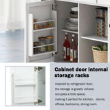 Kitchen trolley with rubber wood leaf countertop, 5-wheel kitchen island, storage cabinet and 3 dining drawers, white - V.I.P Digital Presence