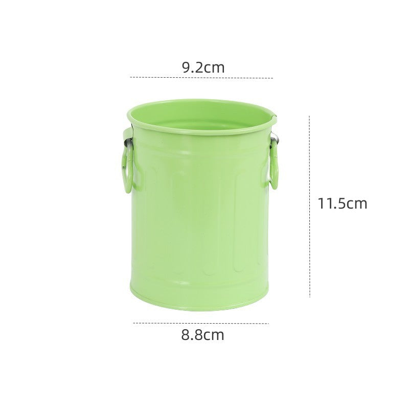 Cylindrical wrought iron pen holder DIY creative desktop storage bucket multifunctional stationery pen holder - V.I.P Digital Presence