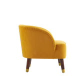 Upholstered Barrel Accent Chair With Wooden Legs - V.I.P Digital Presence