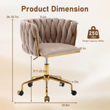 Velvet Vanity Chair with Wheels, Accent Chair Makeup Vanity Chair with Hand Woven Backrest (GRAY) - V.I.P Digital Presence