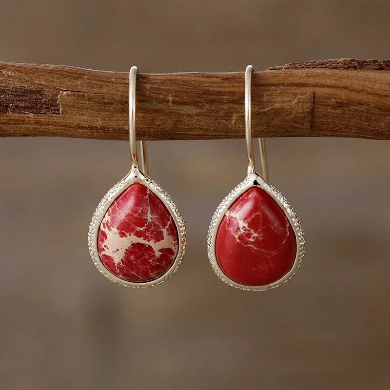 Copper Natural Stone Teardrop Shape Earrings - V.I.P Digital Presence