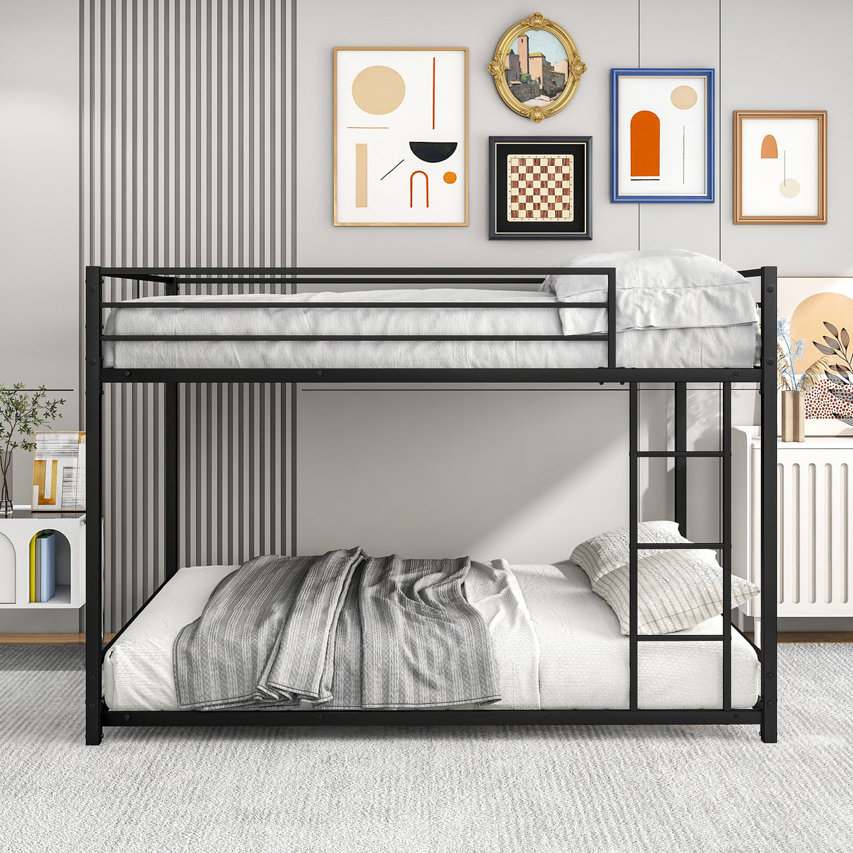 Metal Bunk Bed Full Over Full Bunk Bed Frame with Safety Guard Rails Heavy Duty Space-Saving Design Easy Assembly Black - V.I.P Digital Presence