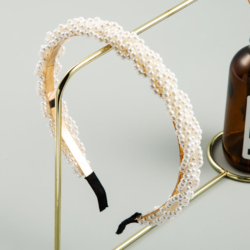 Korean Style Fashion Beautiful Wind Full Of Pearl Hair Hoop Girl Super Fairy Headband Temperament Wild Simple Head Buckle - V.I.P Digital Presence