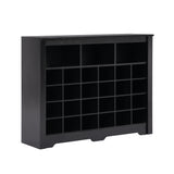 ONTREND Sleek Design 24 shoe cabinet, modern shoe cabinet with curved base, high-quality multifunctional side panel, black - V.I.P Digital Presence