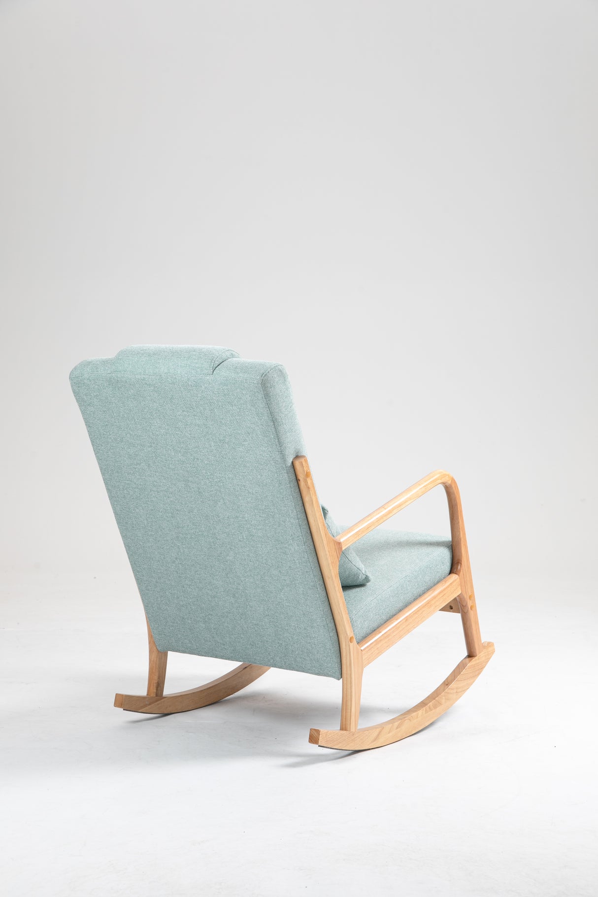 Rocking Chair Upholstered Fabric Rocking Armchair Indoor with High Backrest Glider Chairs and Lumbar Pillow for Living Room - V.I.P Digital Presence
