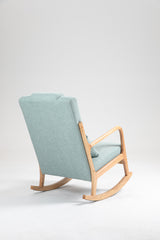 Rocking Chair Upholstered Fabric Rocking Armchair Indoor with High Backrest Glider Chairs and Lumbar Pillow for Living Room - V.I.P Digital Presence