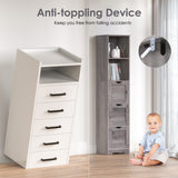 Bathroom Floor Cabinet with 3 Drawers 2 Shelves, Tall Narrow Bathroom Kitchen Pantry Storage Cabinet with Open Compartment Grey - V.I.P Digital Presence