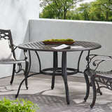 Outdoor Cast Aluminum Circular Dining Table, Bronze - V.I.P Digital Presence