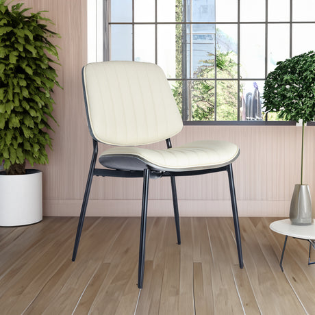 2-piece retro linen chair set with curved wooden backrest, cushioned seat, adjustable metal legs, (Beige PU) - V.I.P Digital Presence