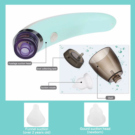 Baby Nasal Aspirator Electric Safe Hygienic Nose Cleaner With 2 Sizes Of Nose Tips And Oral Snot Sucker - V.I.P Digital Presence