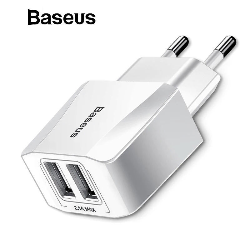 Baseus 5V 2.1A Dual USB Charger For Phone Fast Charging Charger Portable EU Plug Travel Adapter Wall charger