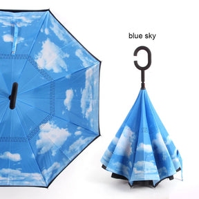 C Handle Windproof Reverse Folding Umbrella Man Women Sun Rain Car Inverted Umbrellas - V.I.P Digital Presence