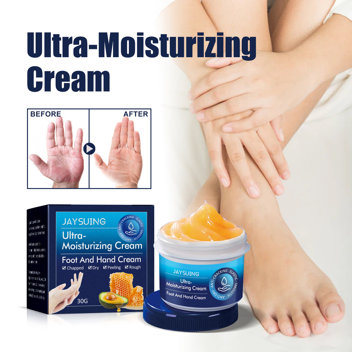 Crema de manos reparadora antigrietas, mejora la piel agrietada y áspera, elimina la piel muerta e hidrata las manos y los pies.
