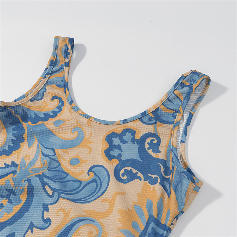 Elegant Sleeveless Printed Tassel Spliced Dress with Style - V.I.P Digital Presence