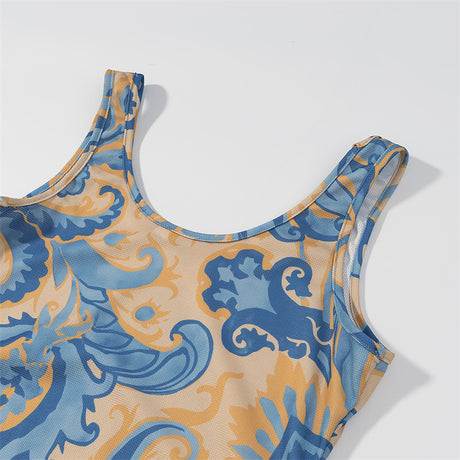 Elegant Sleeveless Printed Tassel Spliced Dress with Style - V.I.P Digital Presence