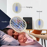Foldable Electric Fly Swatter - Bug Zapper - Rechargeable Fly Zapper Racket Rotatable Handle Design with 3-Layer Safety Mesh - V.I.P Digital Presence