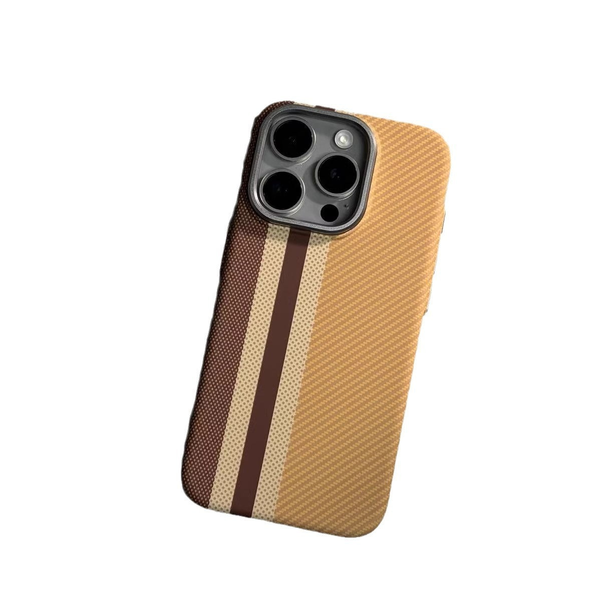 Adecuado para iPhone 15 ProMax, funda rígida magnética con patrón de Kevlar, funda protectora anticaídas con patrón de fibra de carbono 14