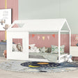 Twin Size House Bed with Roof and Window - White - V.I.P Digital Presence