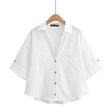 Elegant  Style Women's Fashion Casual Versatile V-Neck Short Sleeve Crop Shirt - V.I.P Digital Presence
