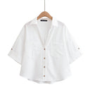 Elegant  Style Women's Fashion Casual Versatile V-Neck Short Sleeve Crop Shirt - V.I.P Digital Presence