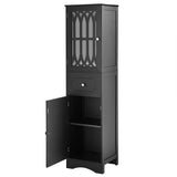 Tall Bathroom Cabinet, Freestanding Storage Cabinet with Drawer and Doors, MDF Board, Acrylic Door, Adjustable Shelf, Black - V.I.P Digital Presence