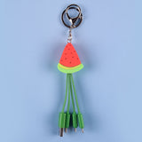 Summer cartoon charging cable refreshing fruit watermelon smiling face keychain data cable creative mobile fast charging cable - V.I.P Digital Presence