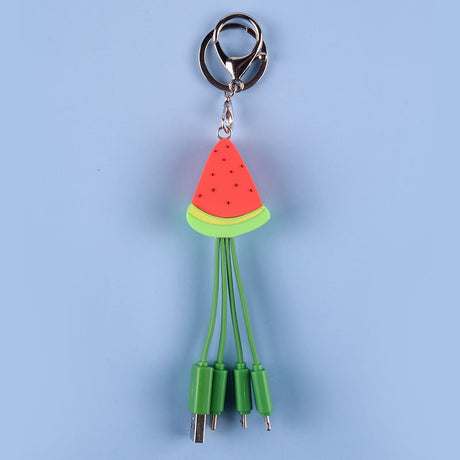 Summer cartoon charging cable refreshing fruit watermelon smiling face keychain data cable creative mobile fast charging cable - V.I.P Digital Presence
