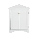 White Triangle Bathroom Storage Cabinet with Adjustable Shelves, Freestanding Floor Cabinet for Home Kitchen - V.I.P Digital Presence