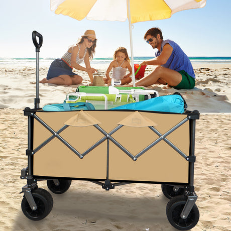 Collapsible Folding Wagon Push Pull Foldable Beach Wagon Cart - V.I.P Digital Presence