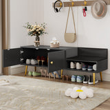 Modern Shoe Storage Bench with Hidden Storage and Upholstered Cushions for Bedside, Living Room and Entryway (Gray) - V.I.P Digital Presence
