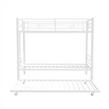Heavy-duty Sturdy Meta Twin over Twin with Trundle Bunk Bed/l/ Noise Reduced/ Safety Guardrail/No Box Spring Needed,White - V.I.P Digital Presence