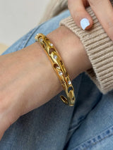 Stainless Steel Inlaid Rhinestone Cutout Bracelet - V.I.P Digital Presence